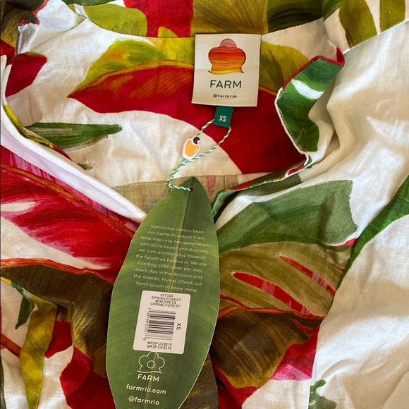 FARM Rio Red and Green Asymmetrical Wrap Dress - Picture 3 of 4